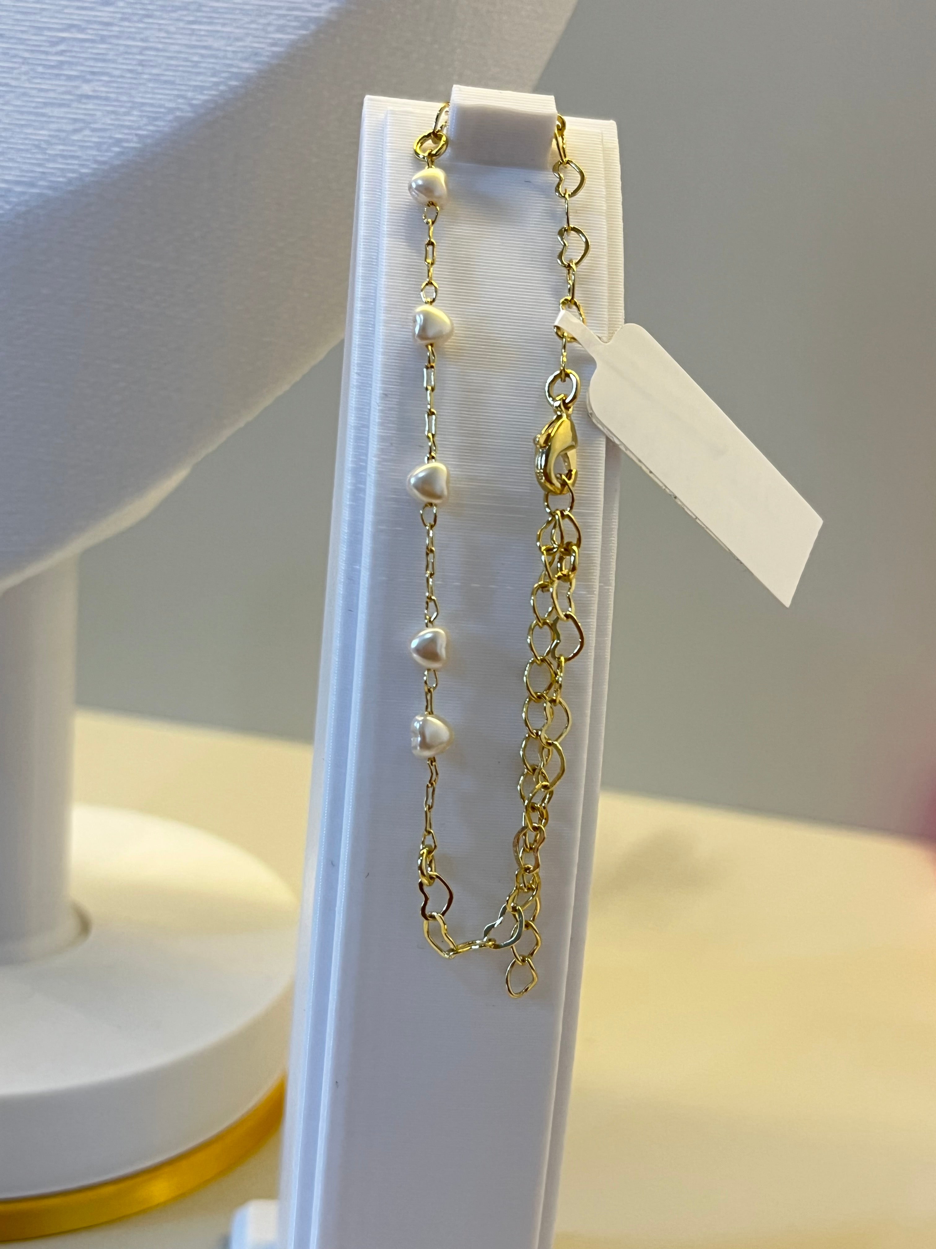 Pulseira coração pérola