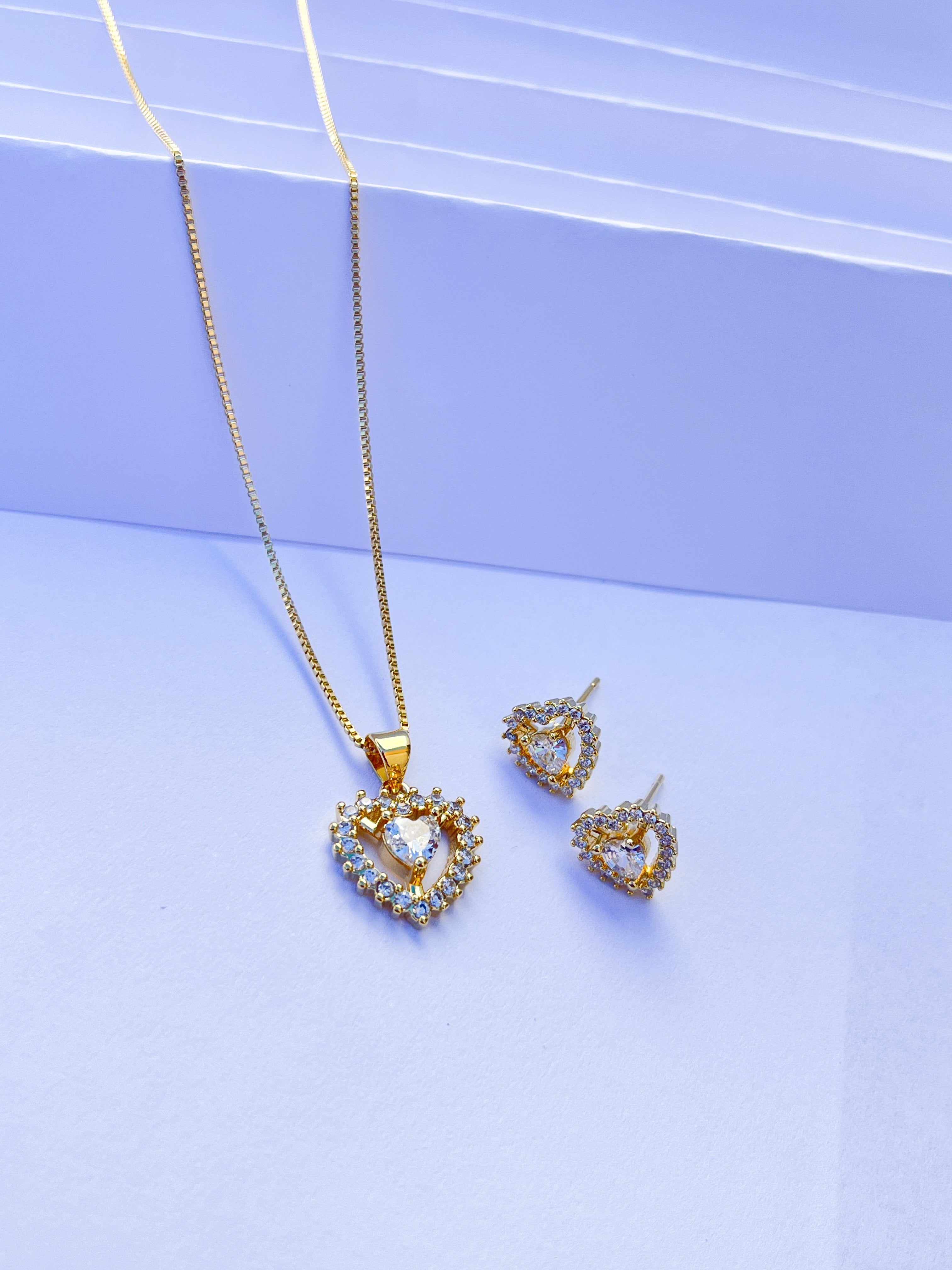 Conjunto coração cristal