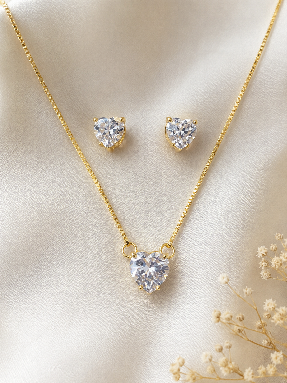 Conjunto coração cristal